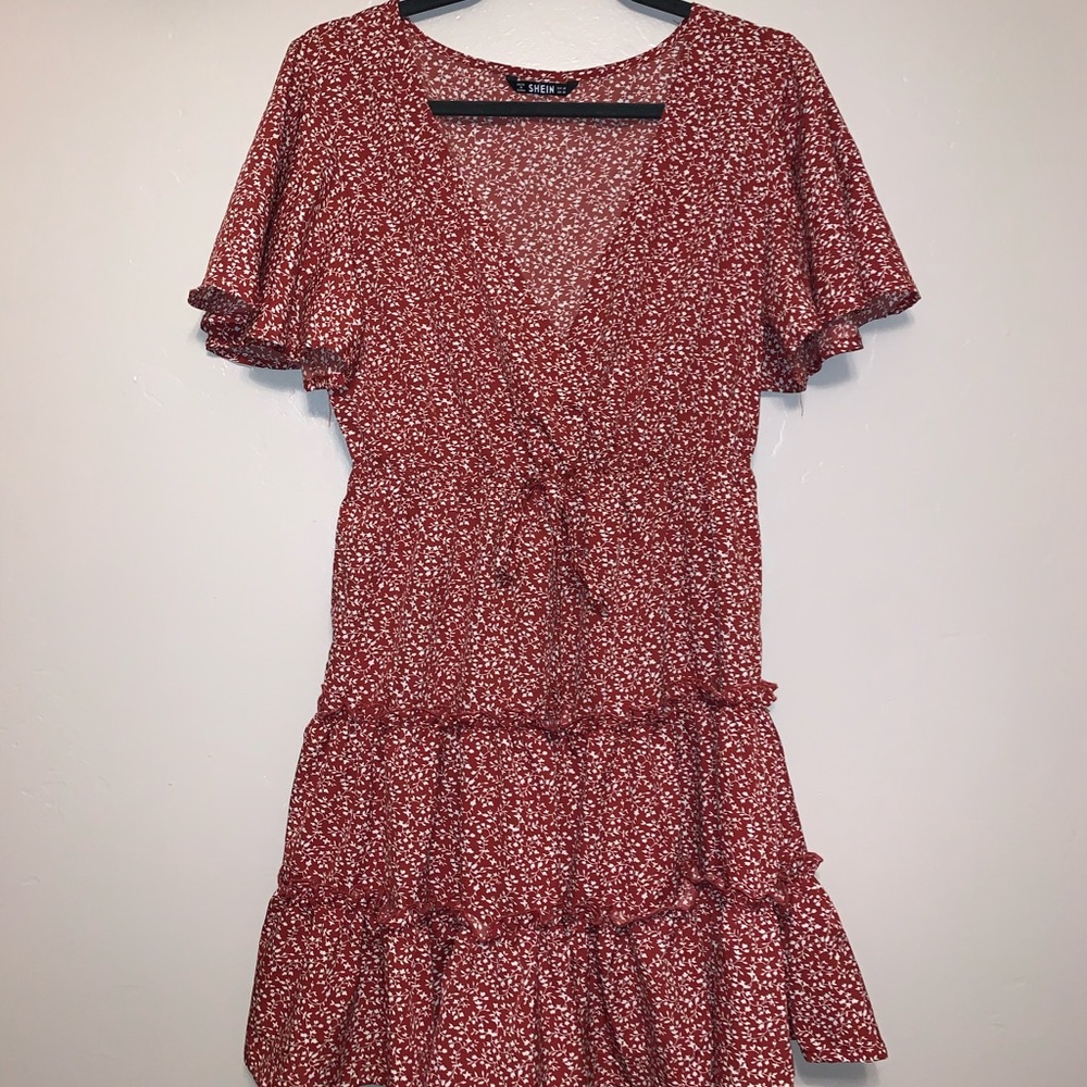 Red Floral silky dress